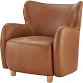Tiffany Accent Arm Chair in Cider Brown Leatherette & Honey Wood
